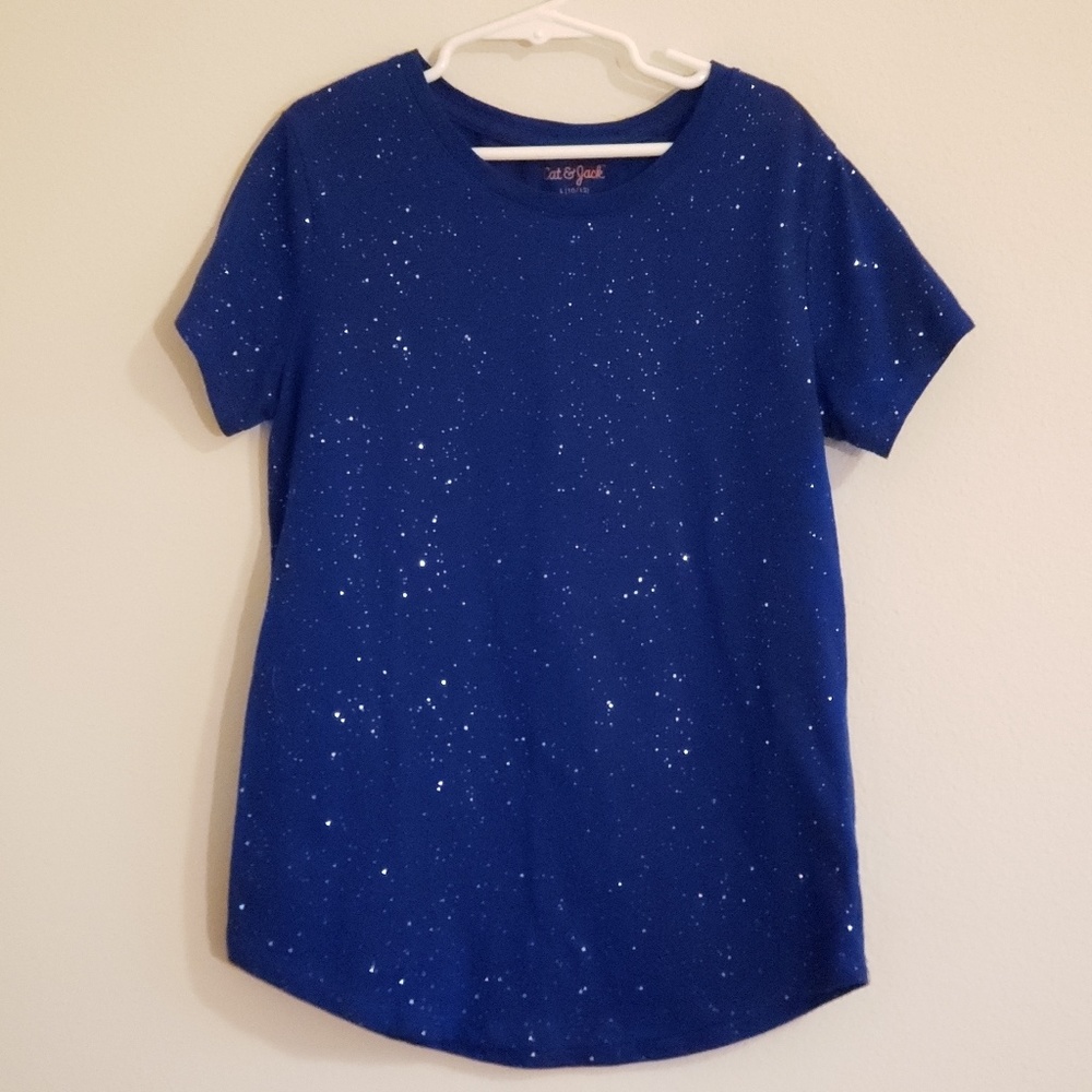 Cat & Jack Blue Sparkly Blouse - L(10-12)